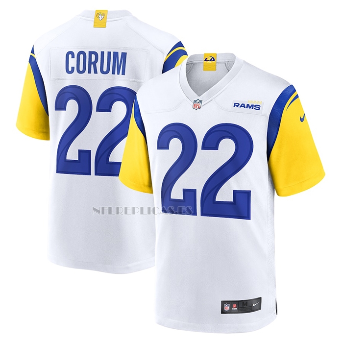 Camiseta NFL Game Los Angeles Rams Blake Corum Blanco